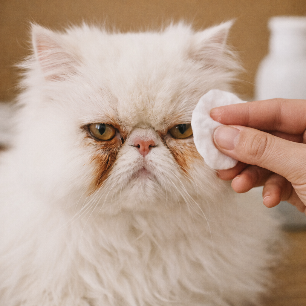 İran Kedisi Göz Bakımı: Leke ve Akıntı Nasıl Temizlenir?