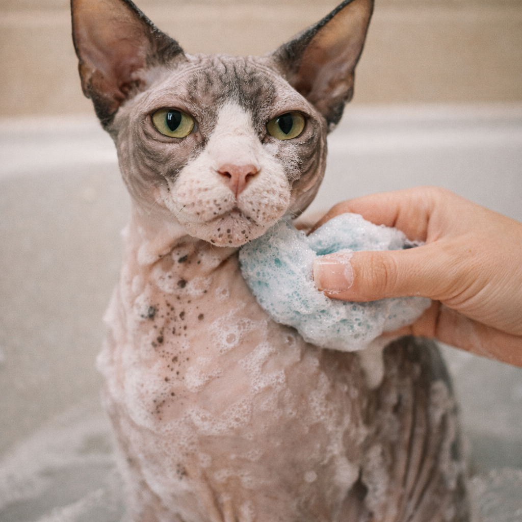 Sfenks Kedisi Bakım Rehberi: Banyo, Yağlanma ve Kulak Temizliği
