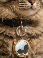 Kediler için airtag kılıfı, kedi şeklinde metal anahtarlık ve koruyucu aksesuar.