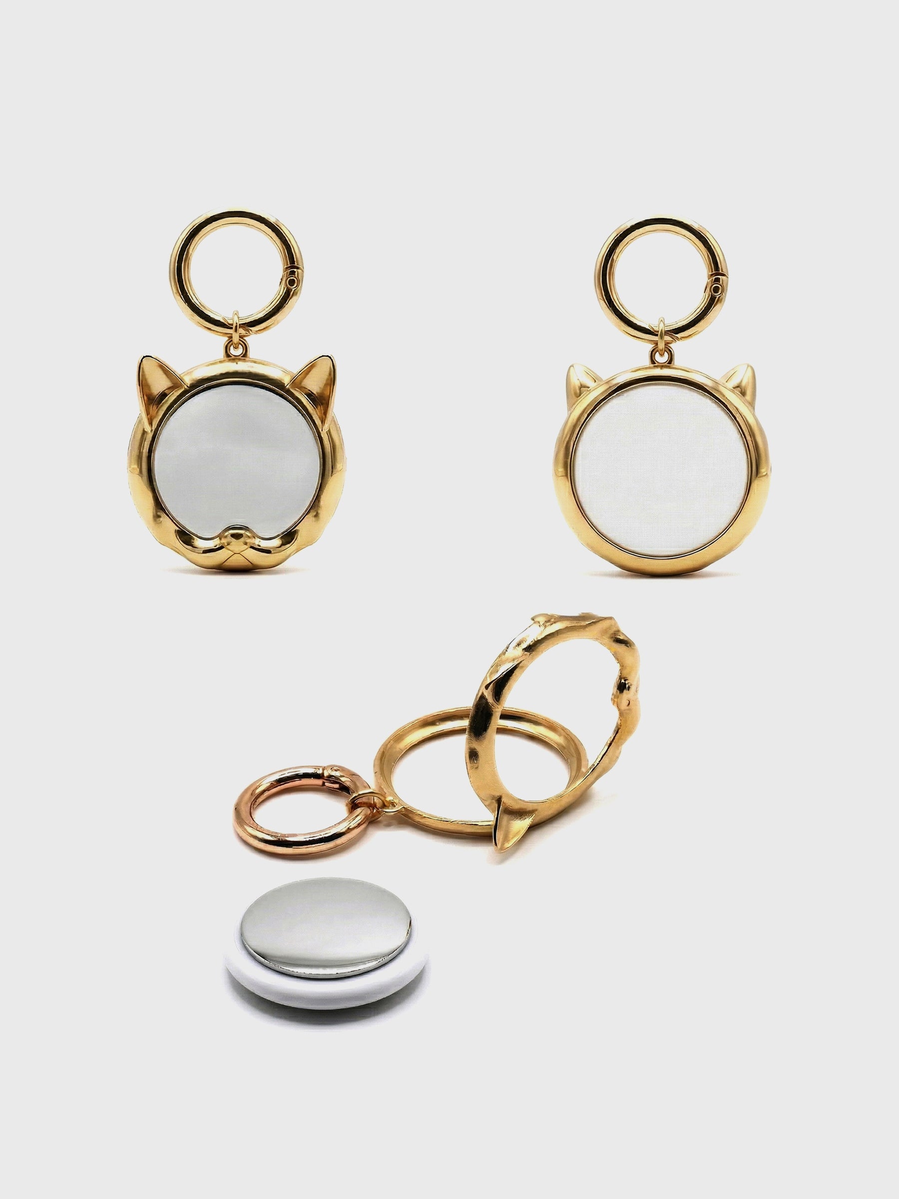 Kedi figürlü airtag koruyucu kılıf, şık ve sağlam yapısıyla evcil hayvan aksesuarı.