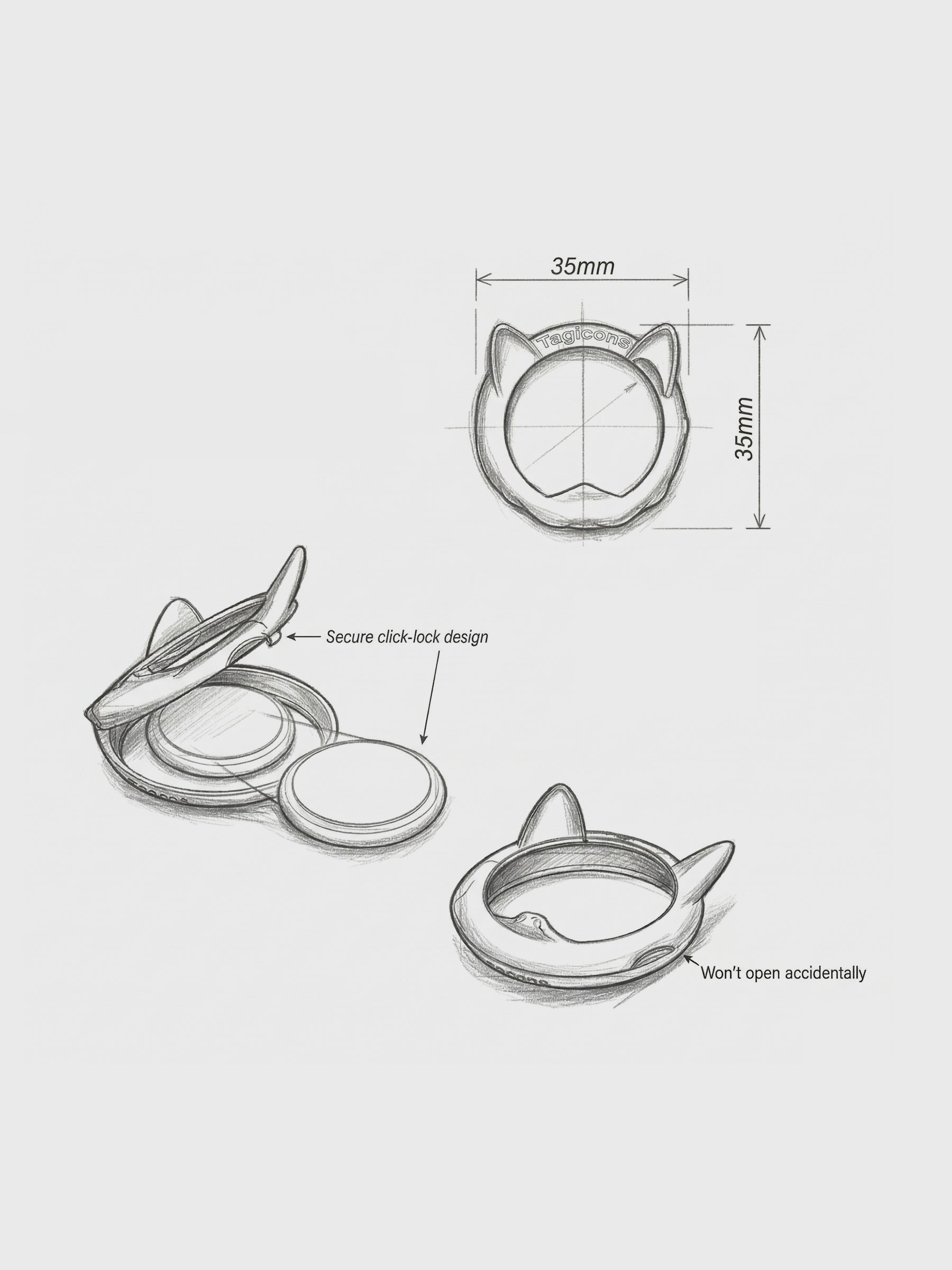 Kediler için metal airtag kılıfı, kedi figürlü modern anahtarlık tasarımı.
